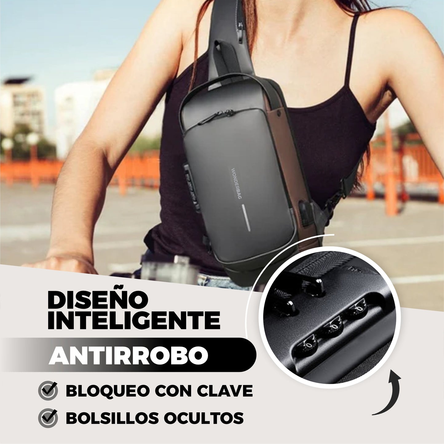 Bolso Cruzado Antirrobo y Ergonómico- WonderBag®